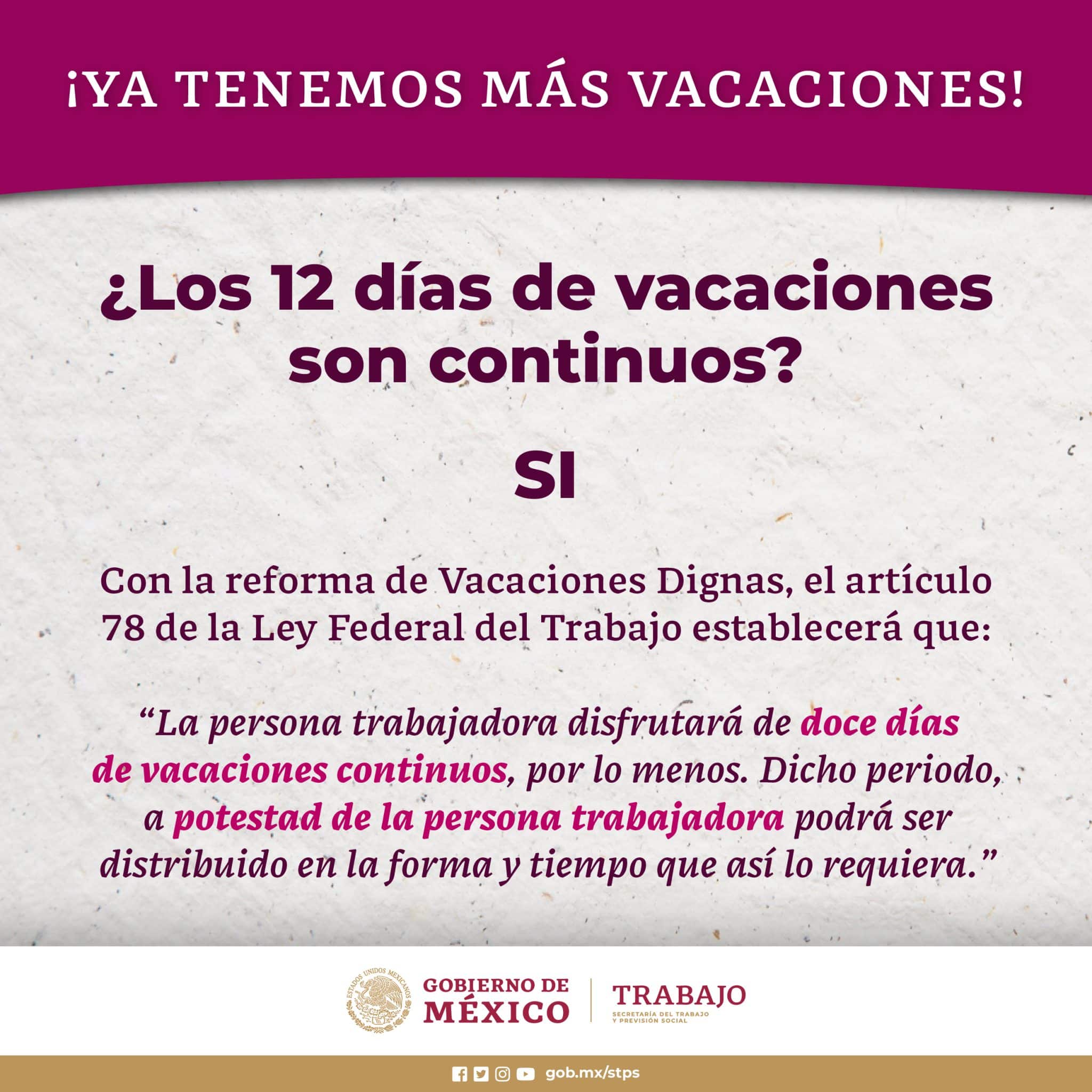 Qué falta para que sea oficial el incremento de días de vacaciones