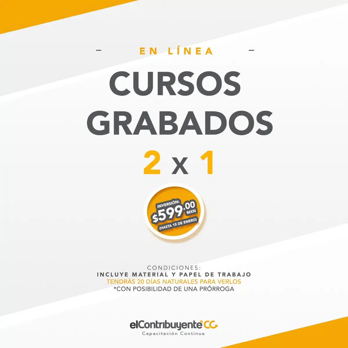 Promoción Cursos Grabados 2x1